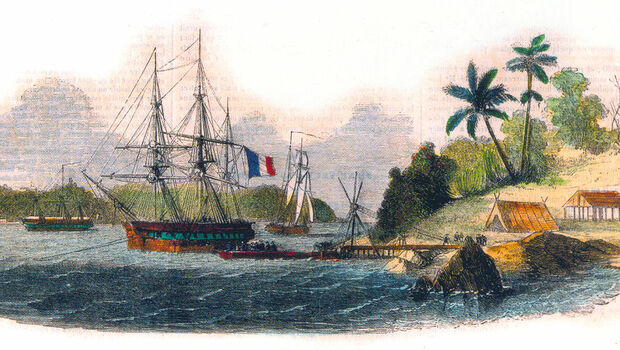 Port des îles du Salut, sur la côte de Kourou en Guyane française.
