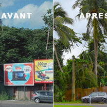 Guadeloupe - Suppression des panneaux publicitaires non autorisés à Jarry
