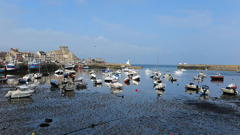 Entre les pointes de Barfleur et de la Hougue, une côte surmontée d’une grande plaine de cultures légumières